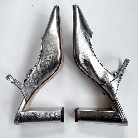 BOTKIER Women’s Hannah Metallic Silver Leather Pointed Mule Slip-on Size 5.5 - Picture 8 of 11